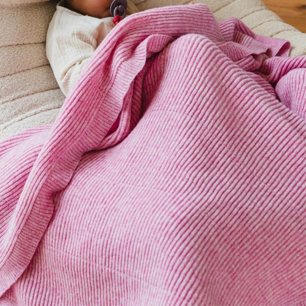 Couverture laine mérinos Gaston HVID 100x140 cm - Rose Candy - Lilinappy