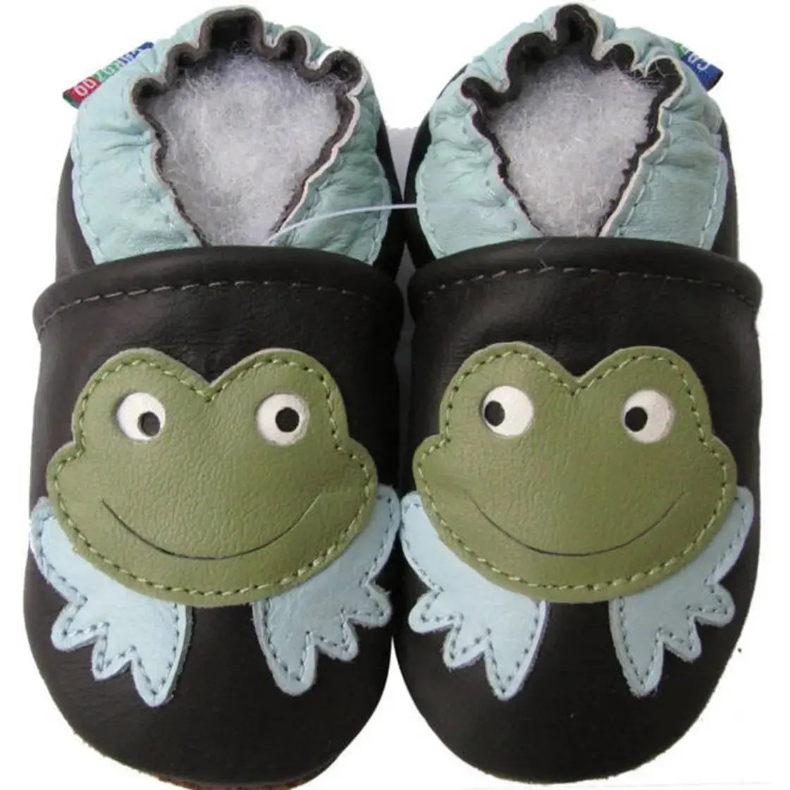Chaussons cuir souple grenouilles Carozoo