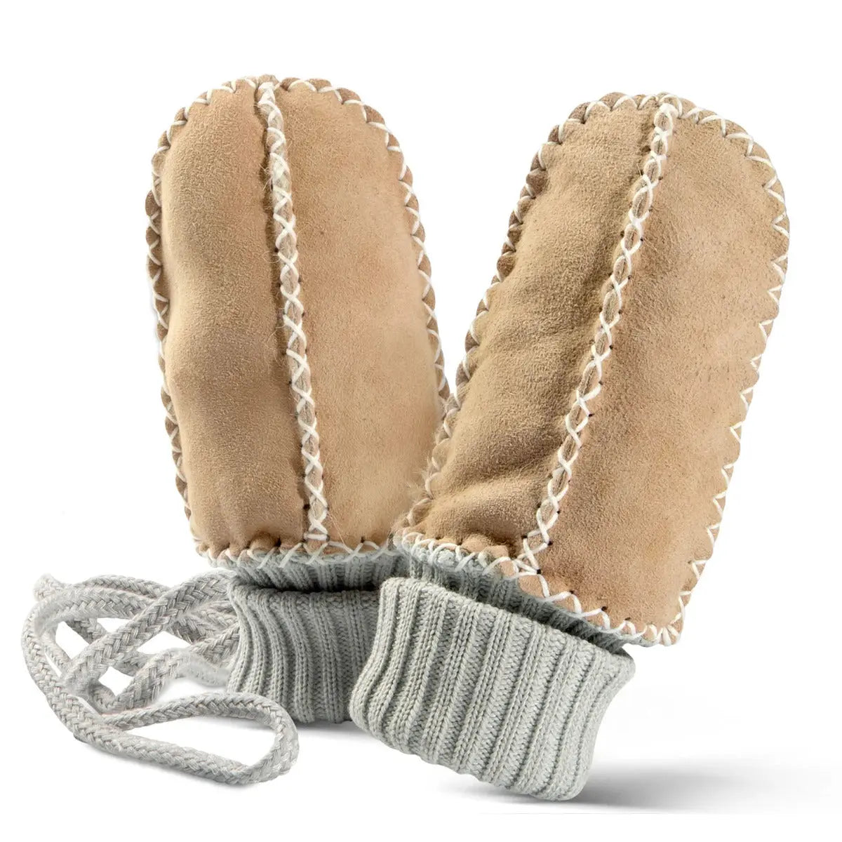 Moufles pour bébé en peau d'agneau Balu Fellhof Crème