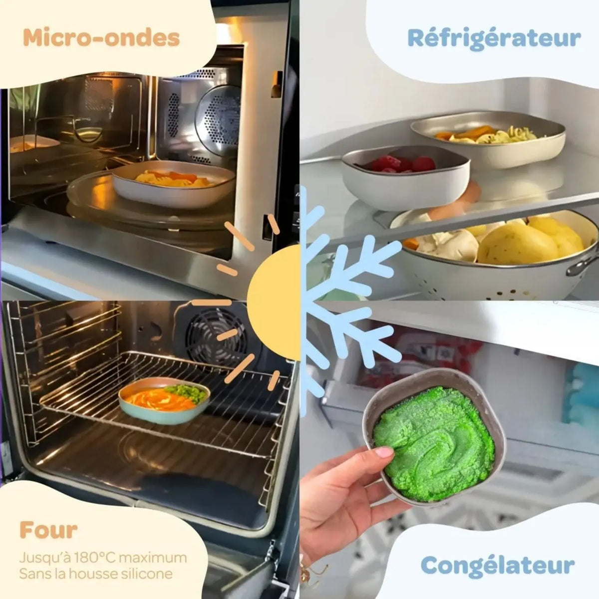 Coffret repas bébé inox Béaba - Sage green