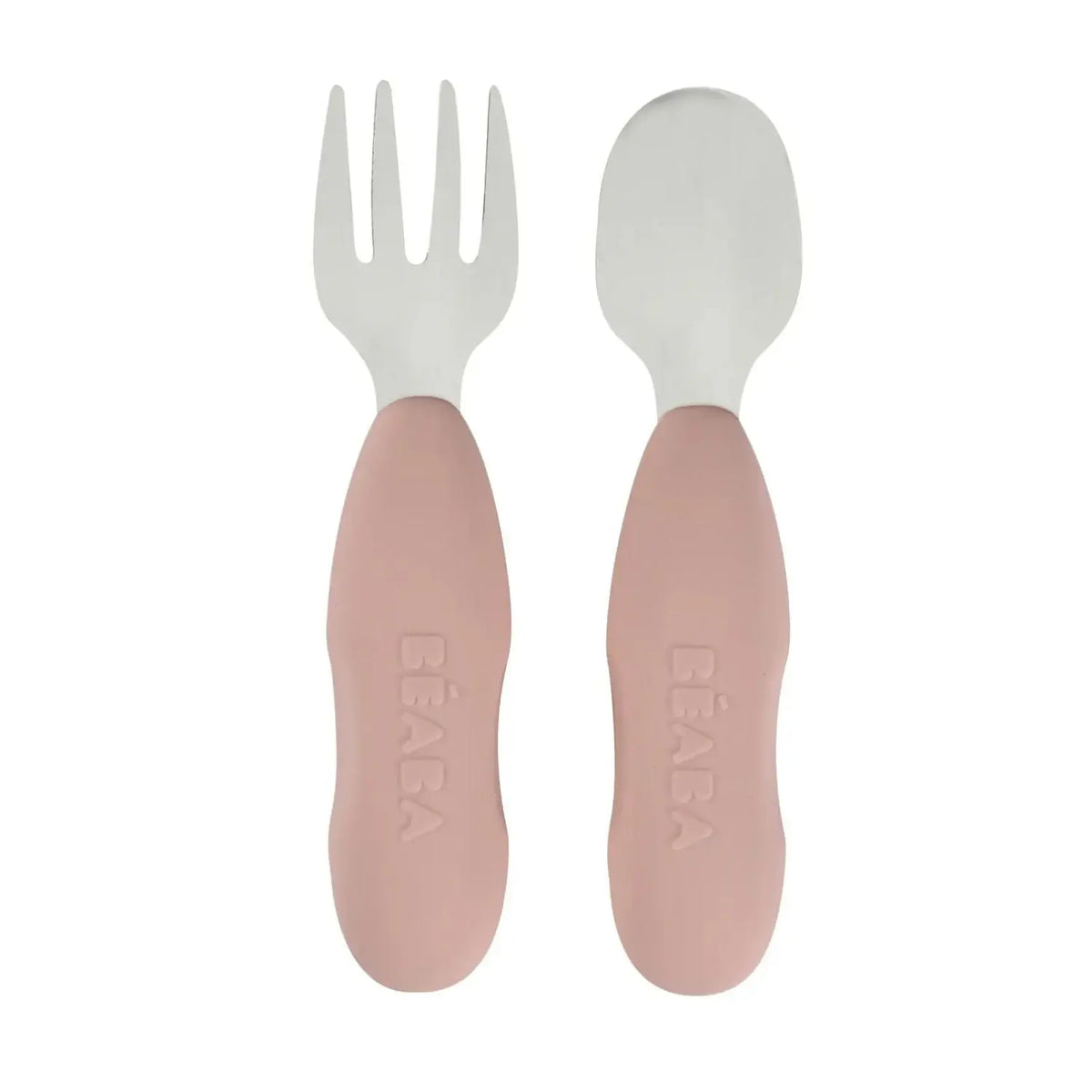 Lot de 2 pré-couverts d’apprentissage inox & silicone Béaba - Barbe à papa - Lilinappy