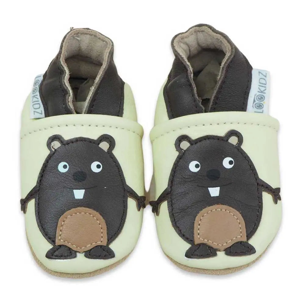 Chaussons en cuir Lookidz Castor 0-6mois - Lilinappy