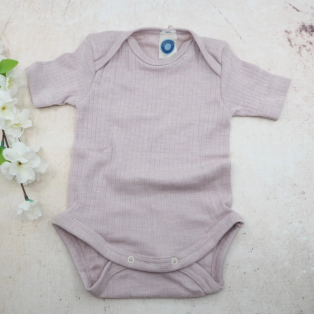 Body à MC en laine, soie et coton bio Cosilana - Rose poudre