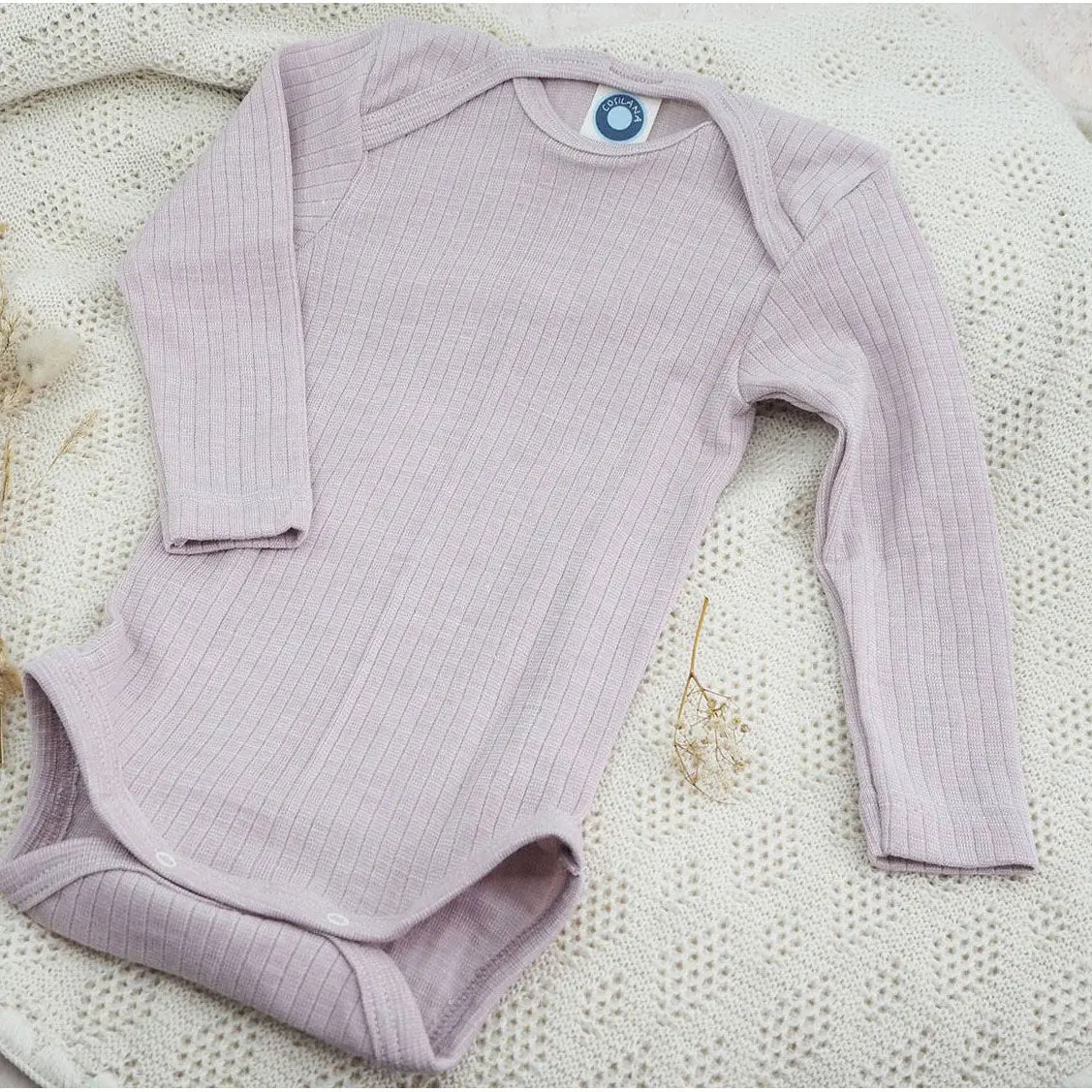 Body à ML en laine, soie et coton bio Cosilana - Rose poudre