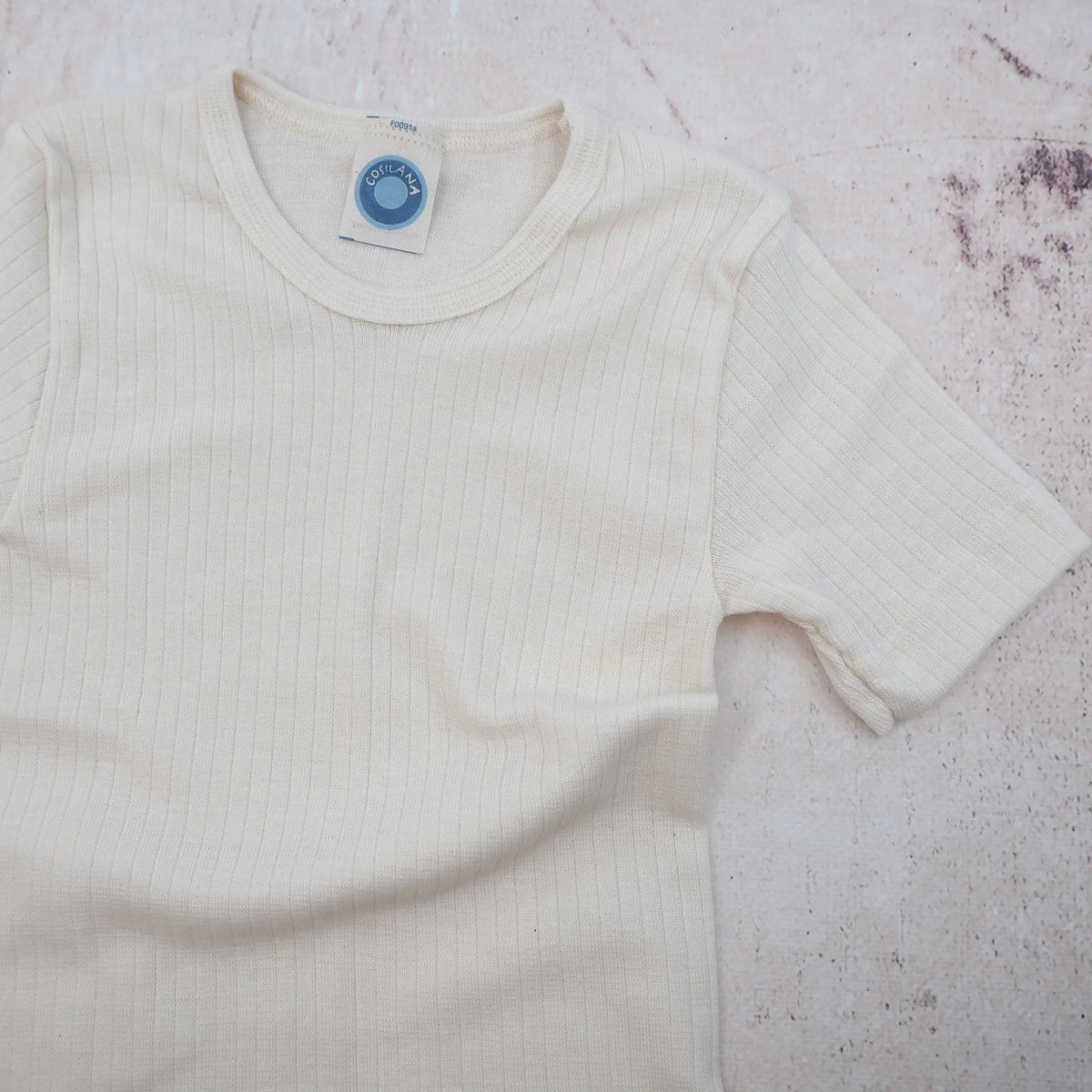 T-shirt à MC pour enfant en laine, soie et coton bio Cosilana - Naturel