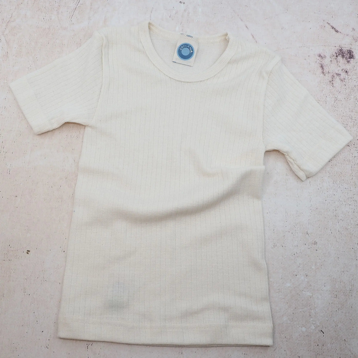 T-shirt à MC pour enfant en laine, soie et coton bio Cosilana - Naturel