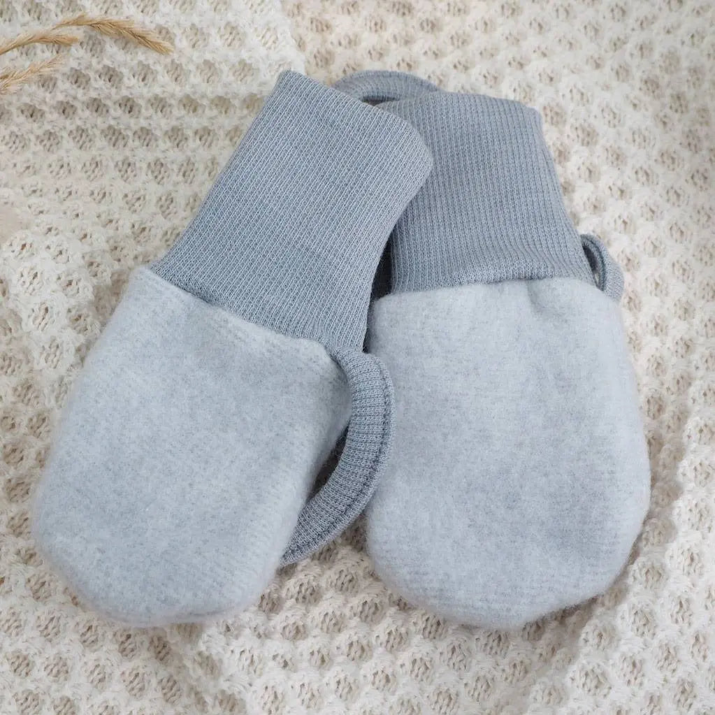 Moufles bébé en laine et coton molletonné Cosilana - Gris - Lilinappy