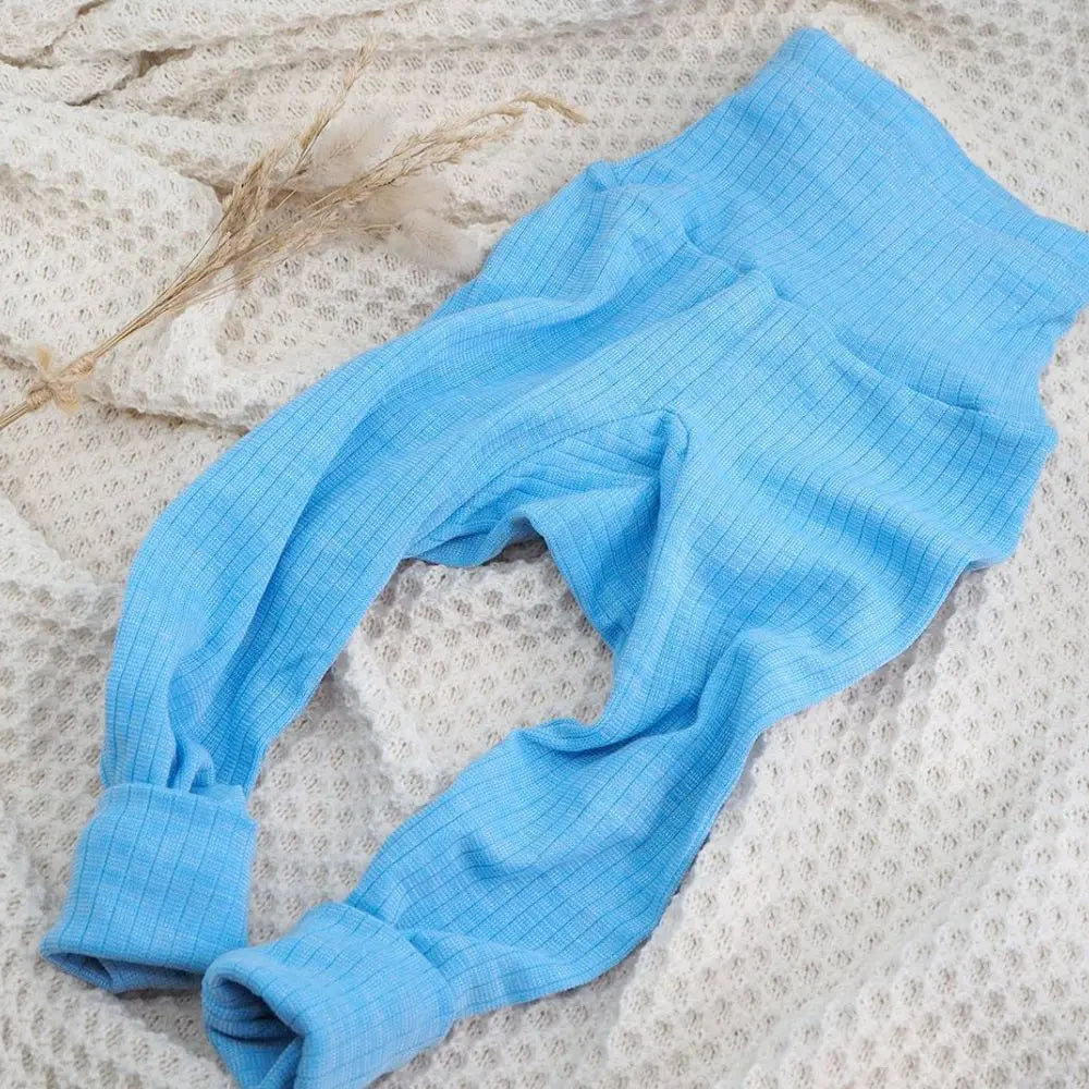 Pantalon bébé en laine, soie et coton bio Cosilana coloris bleu