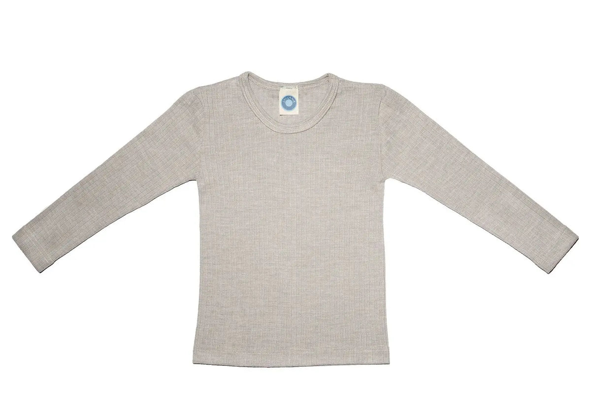 Tee-shirt manches longues en laine, soie et coton bio Cosilana - Gris - Lilinappy