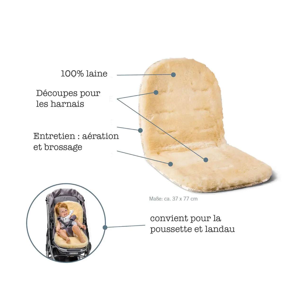 Peau d’agneau pour poussette et landau Fellhof - Lilinappy