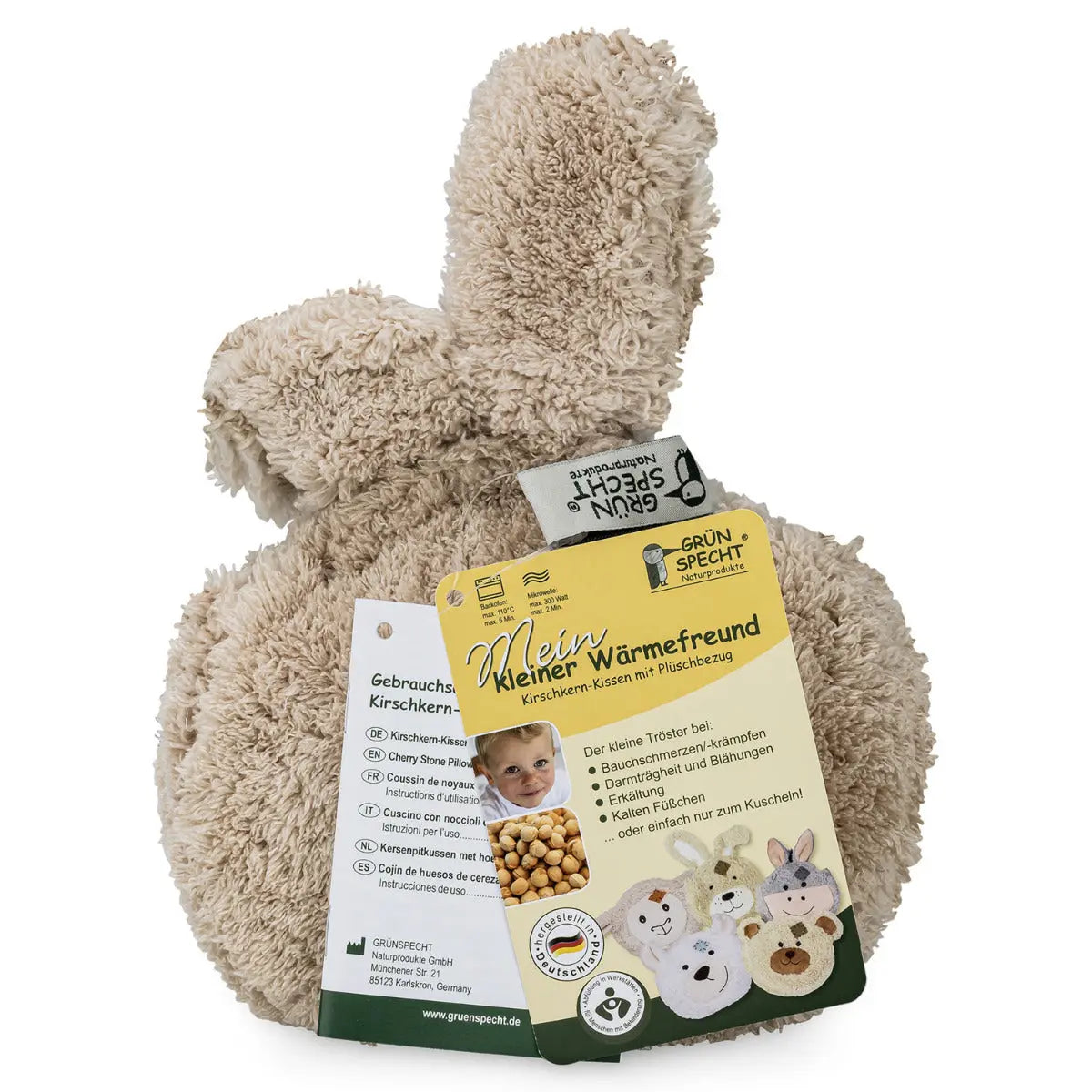 Coussin bouillotte aux noyaux de cerises Grünspecht - Lapin