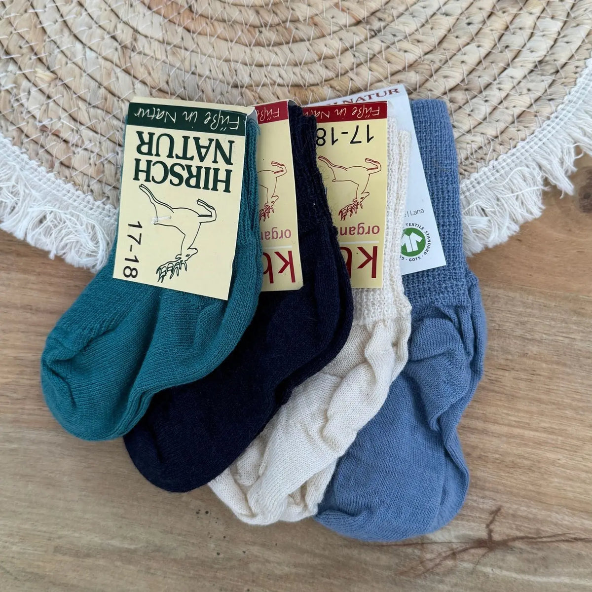 Chaussettes fines en laine Hirsch Natur - Kids