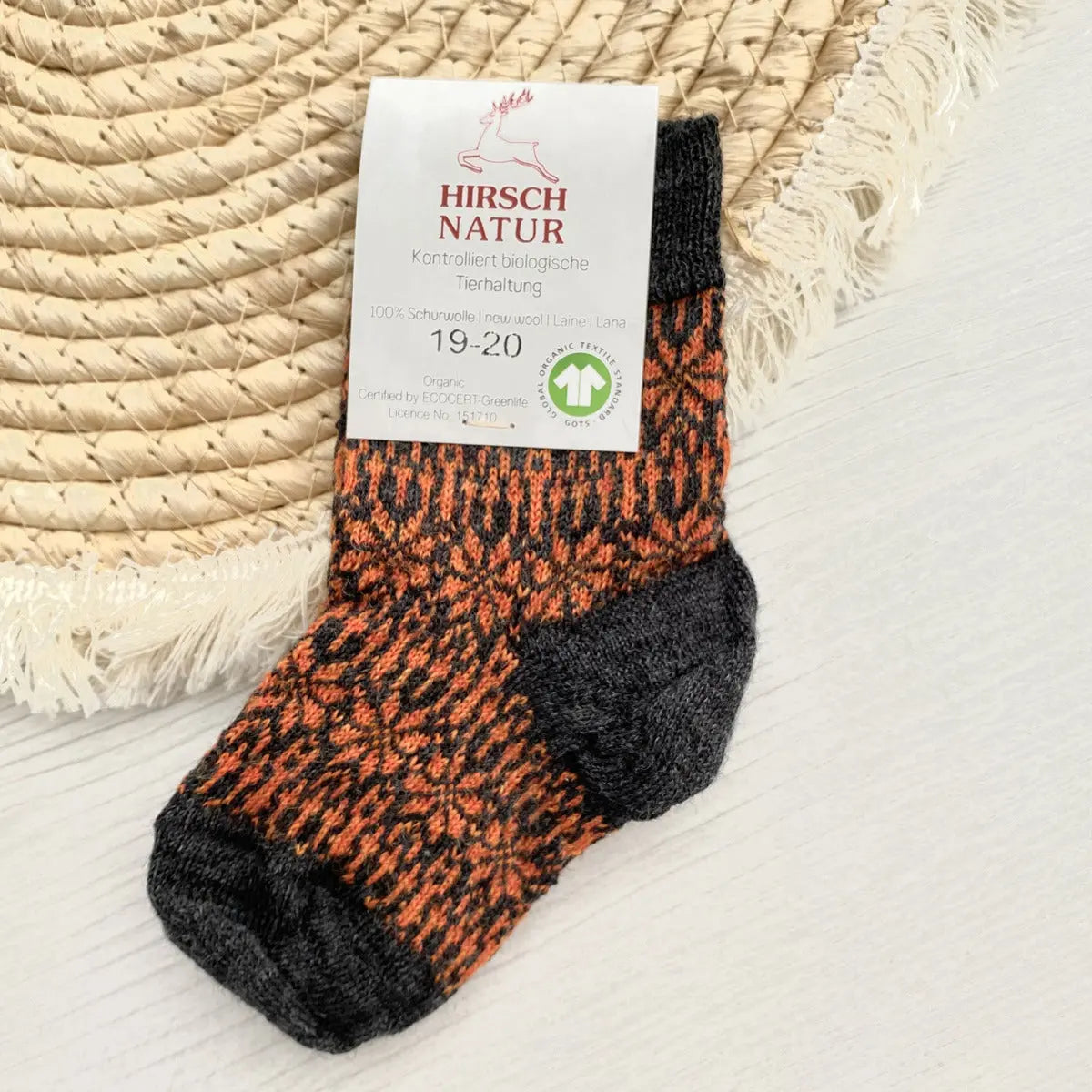 Chaussettes fines en laine motif étoile Hirsch Natur - Kids - Lilinappy