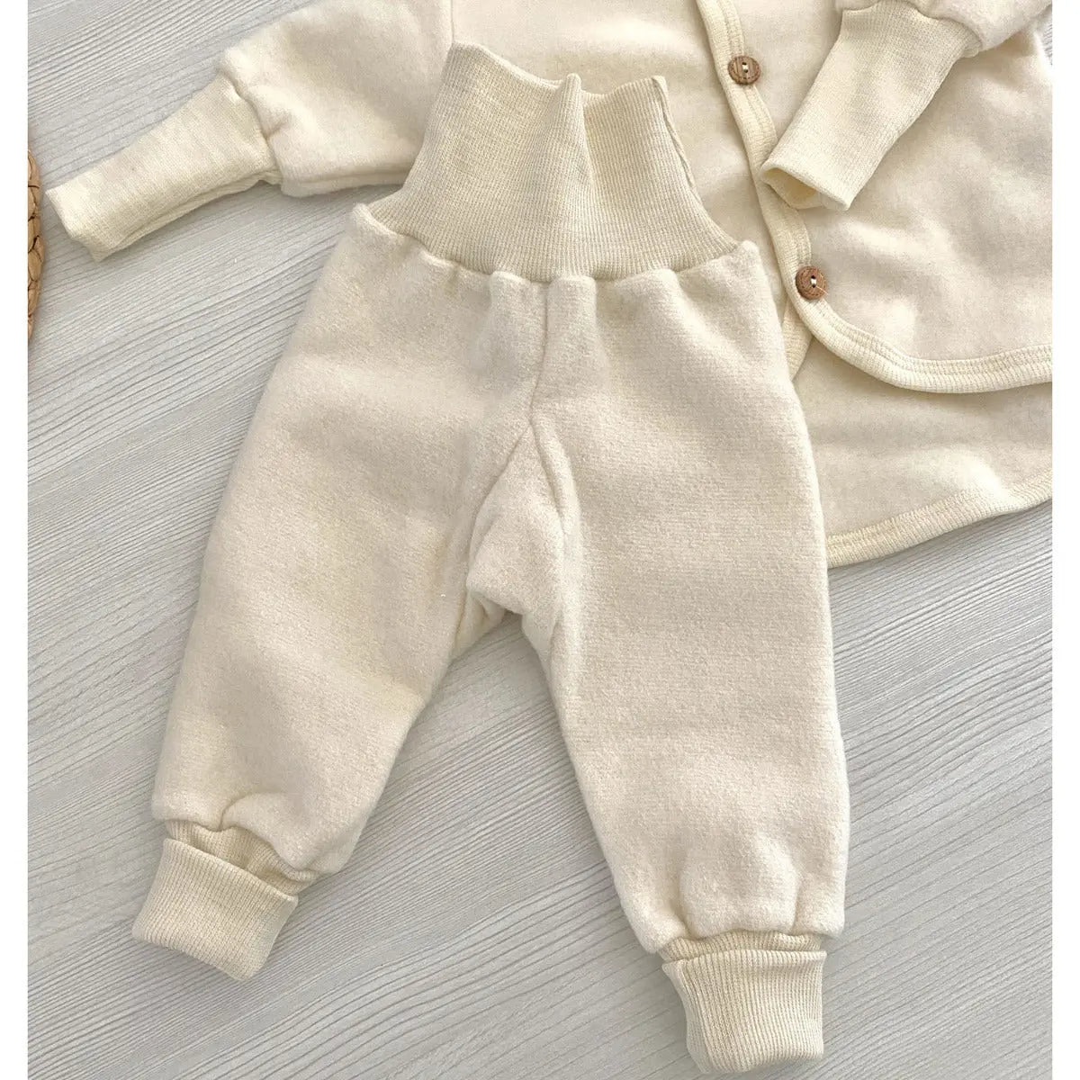 Pantalon en polaire de laine et coton bio Cosilana Naturel