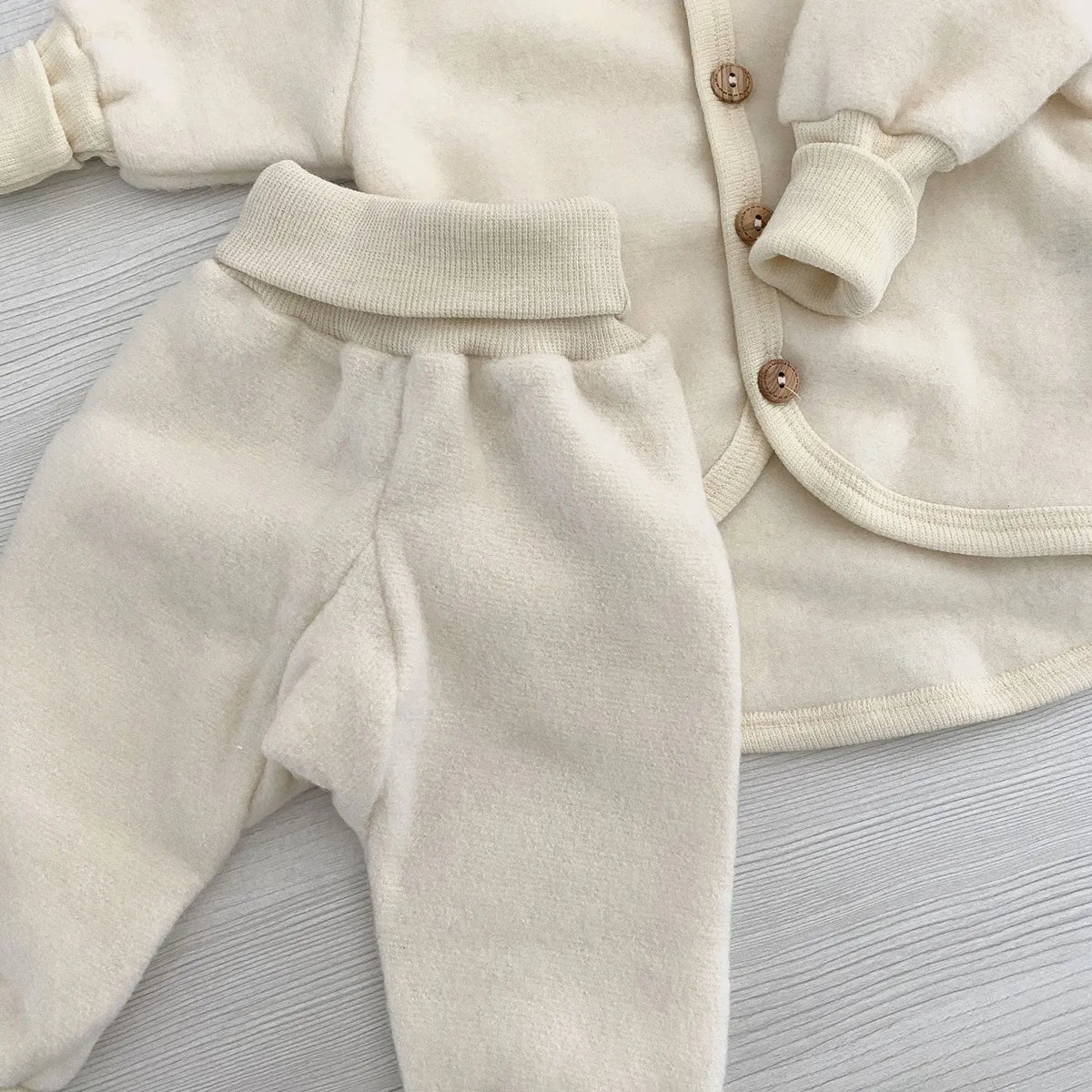 Pantalon en polaire de laine et coton bio Cosilana Naturel - Lilinappy
