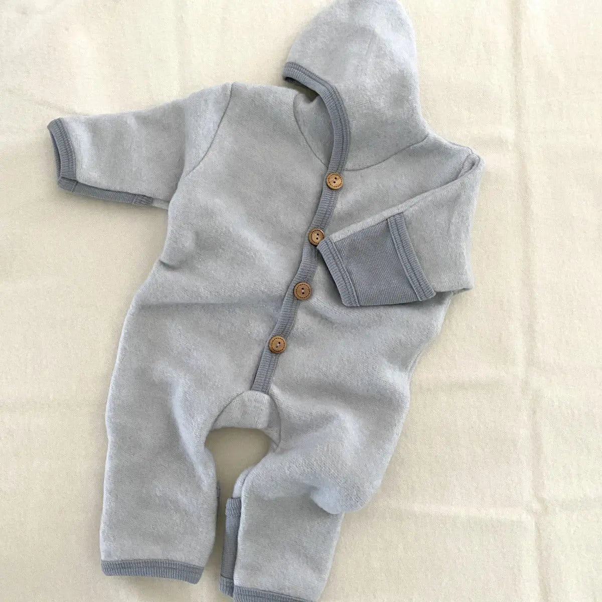 Combinaison bébé en polaire de laine et coton bio Cosilana - Gris - Lilinappy