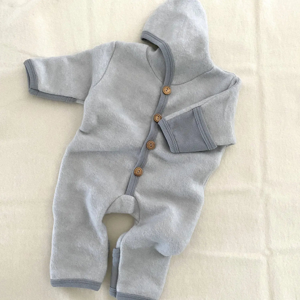 Combinaison bébé en polaire de laine et coton bio Cosilana - Gris - Lilinappy