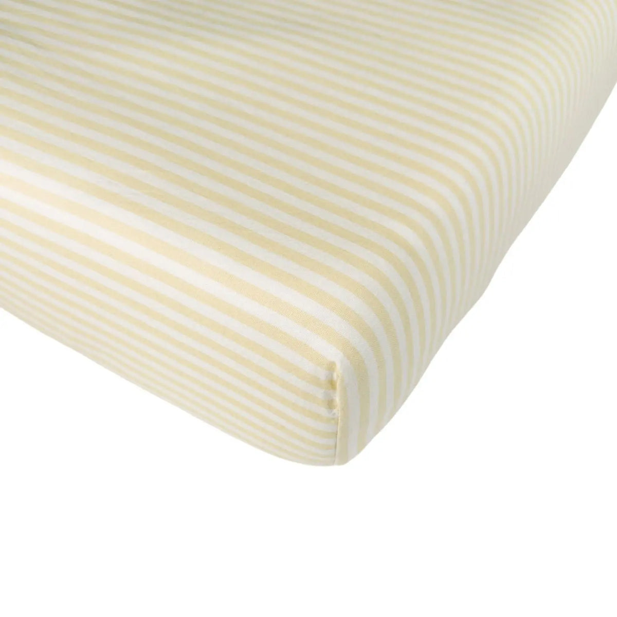 Drap housse coton bio Kadolis pour lit adulte - Rayures jaunes