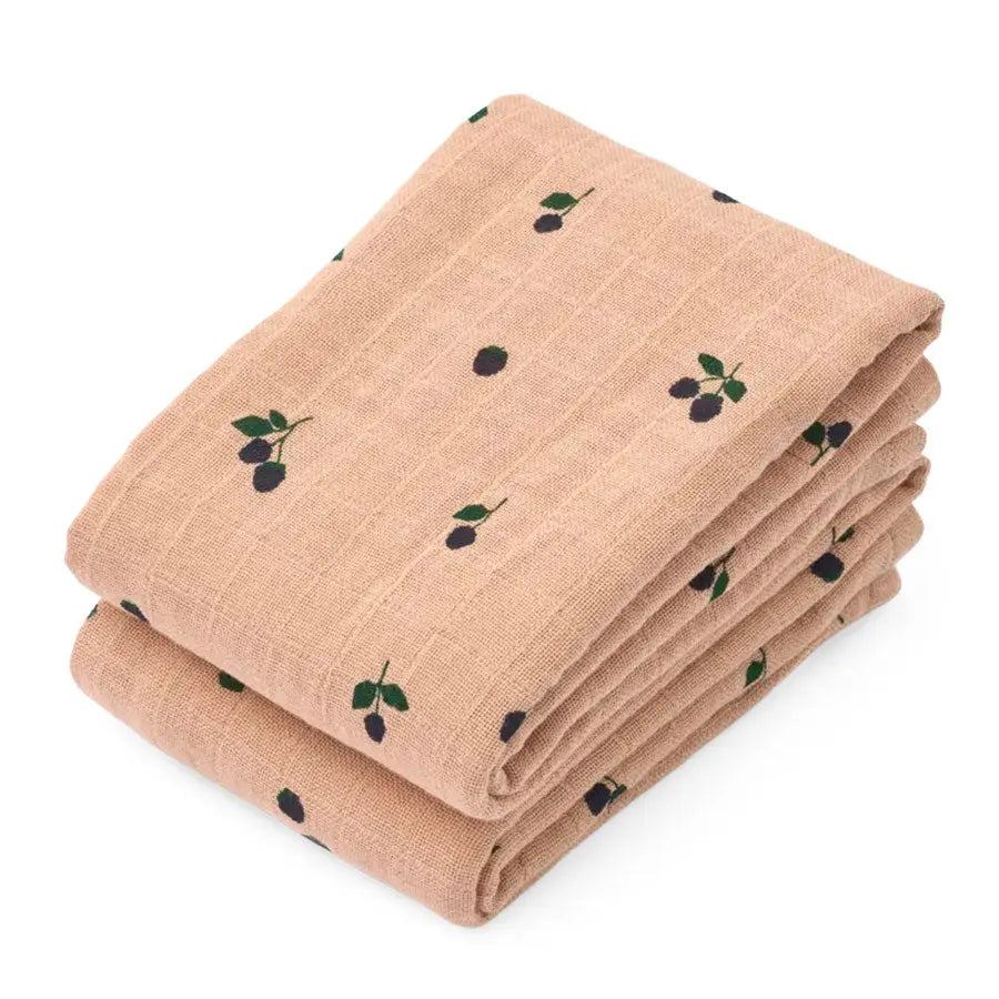 2 petits langes en coton bio Lewis Liewood - Mini berry - Lilinappy
