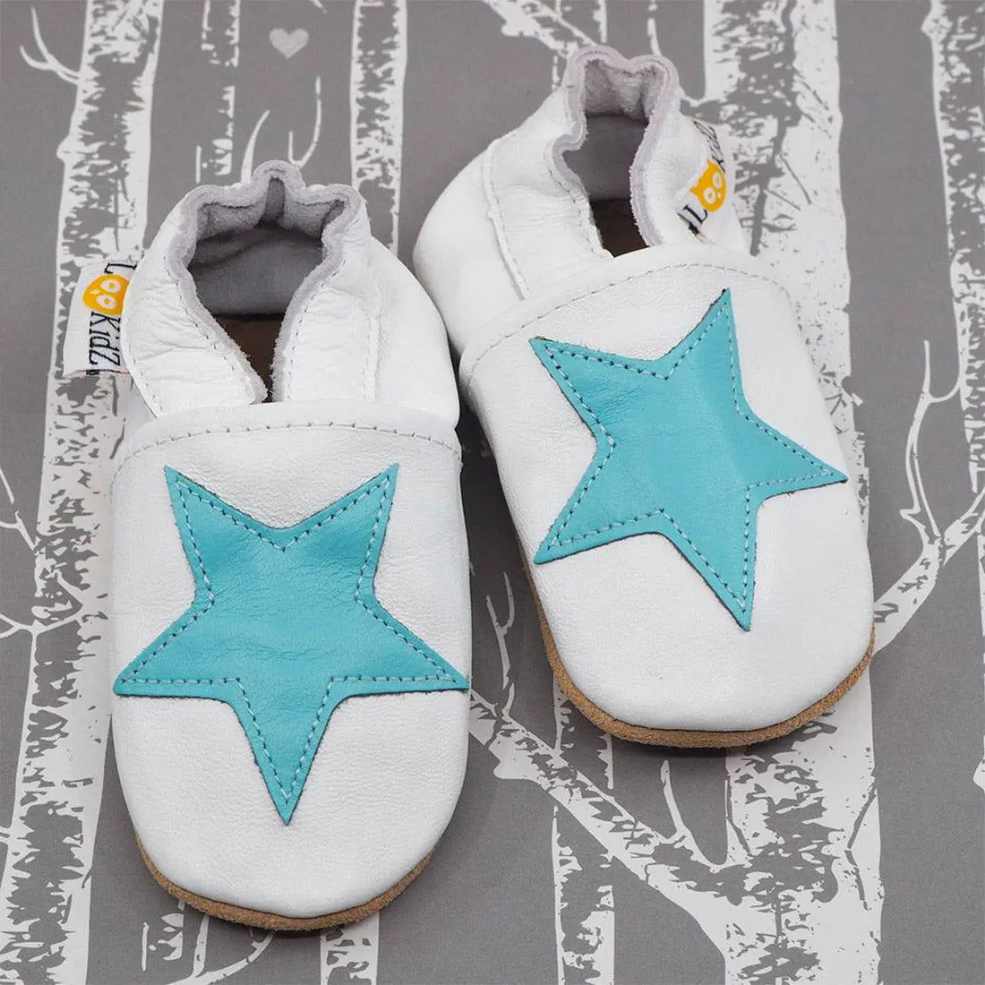Chaussons en cuir souple Lookidz - Etoile bleue - Lilinappy