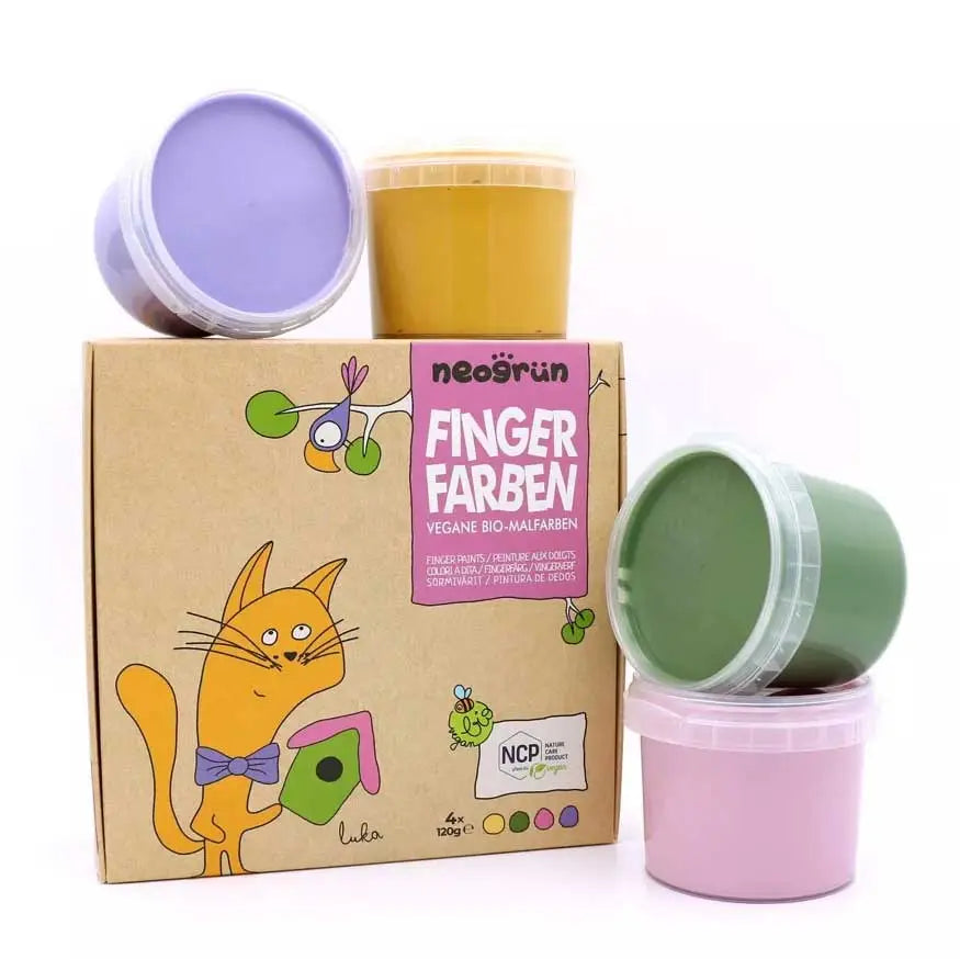 Coffret de 4 Pots de peinture à doigts naturelle Neogrün - Luka