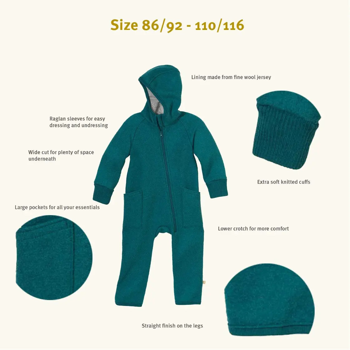 Combinaison bébé zippée en laine bouillie Disana - Gris - Lilinappy