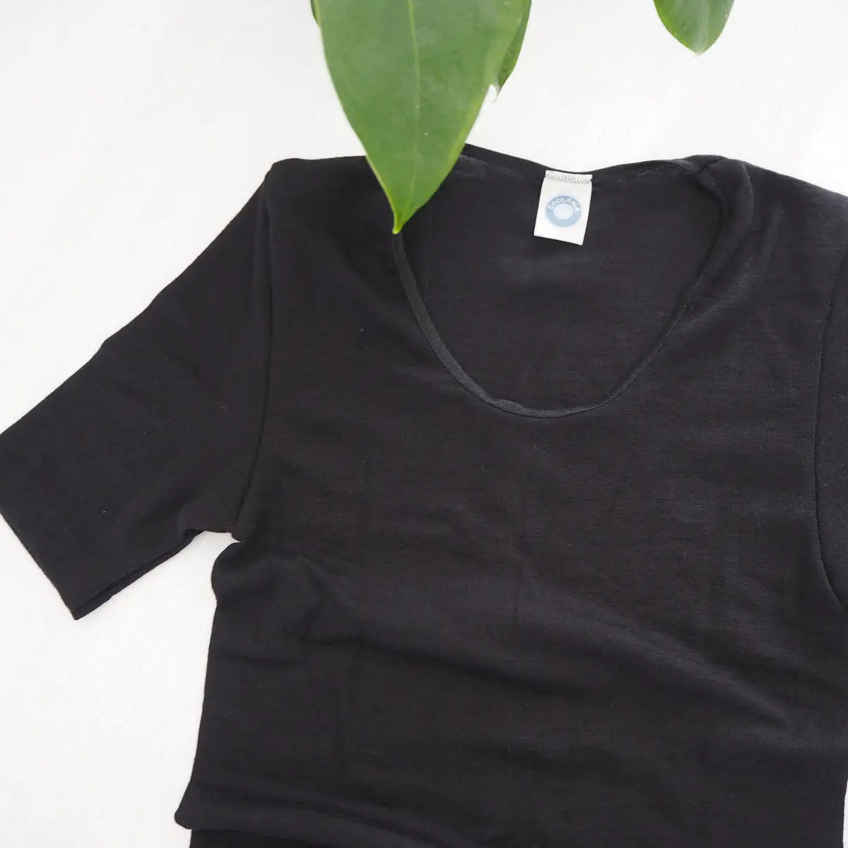 T-shirt à MC pour femme en laine et soie Cosilana Noir