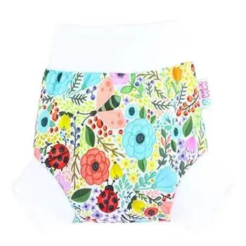 Shorty en PUL Petit Lulu-Fleurs fond blanc-S