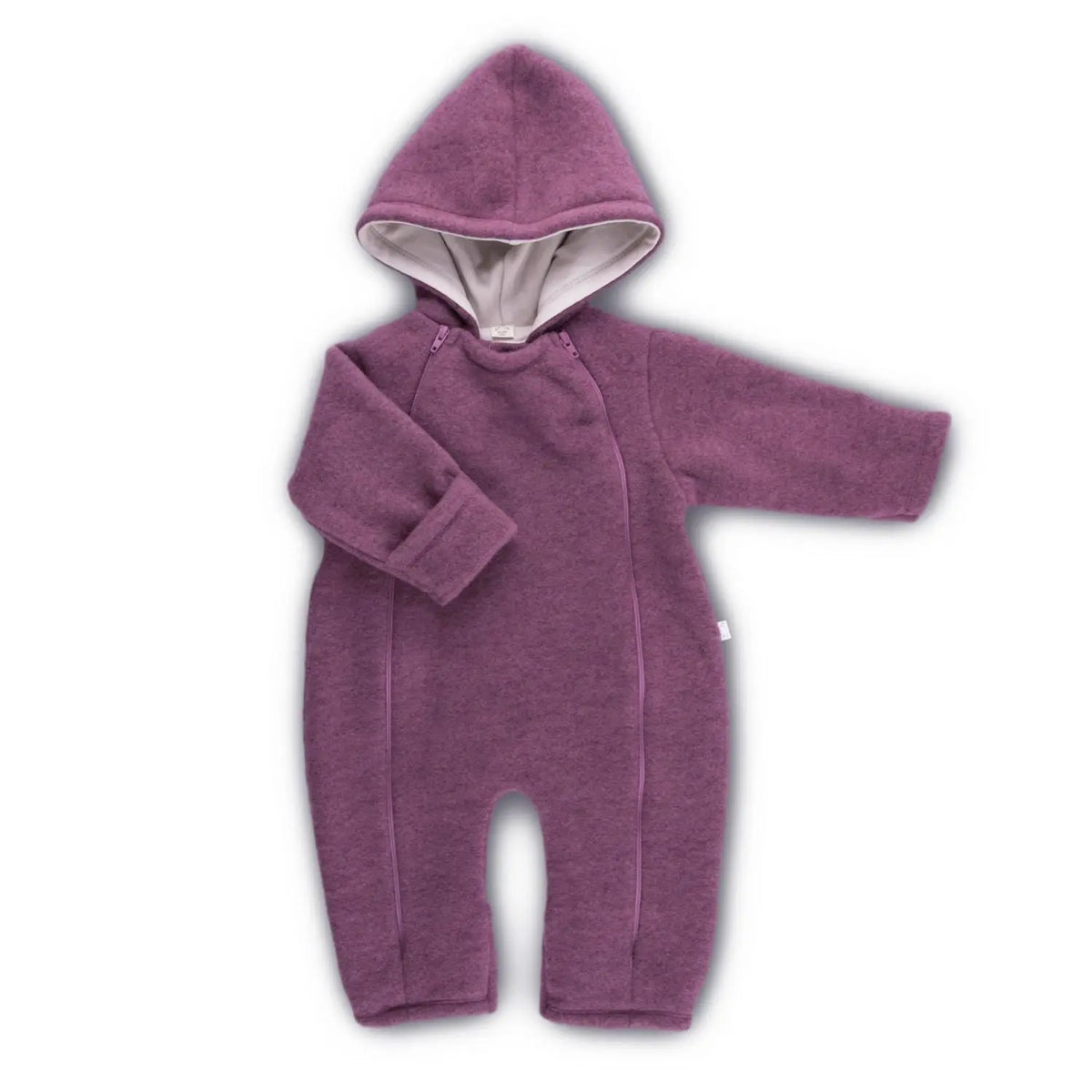 Combinaison bébé en polaire de laine bio Popolini – Dusty Plum - Lilinappy