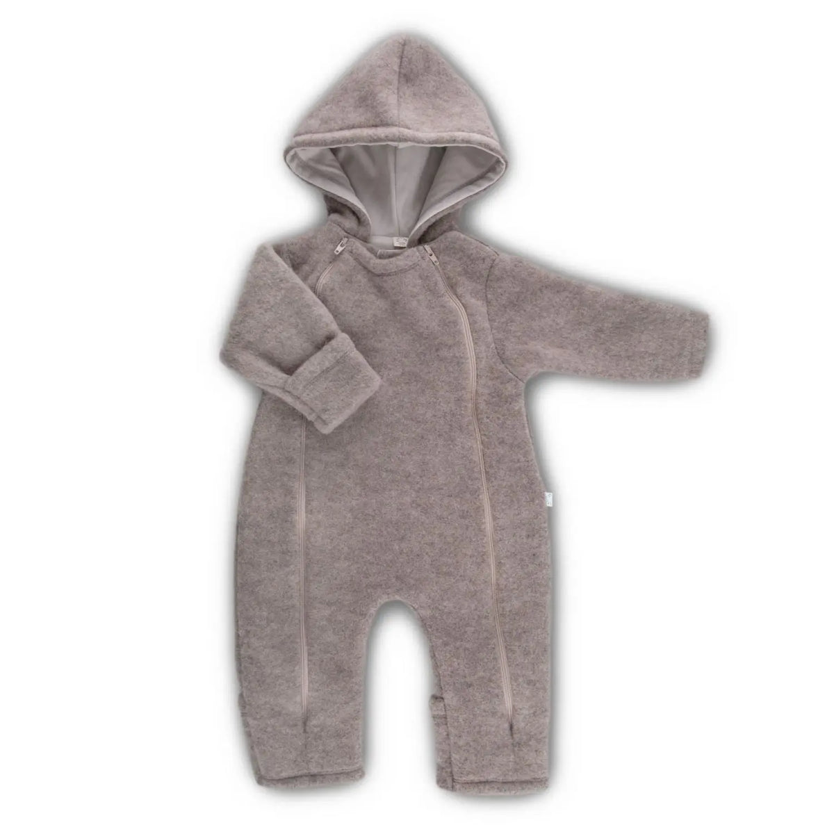 Combinaison bébé en polaire de laine bio Popolini – Sable - Lilinappy