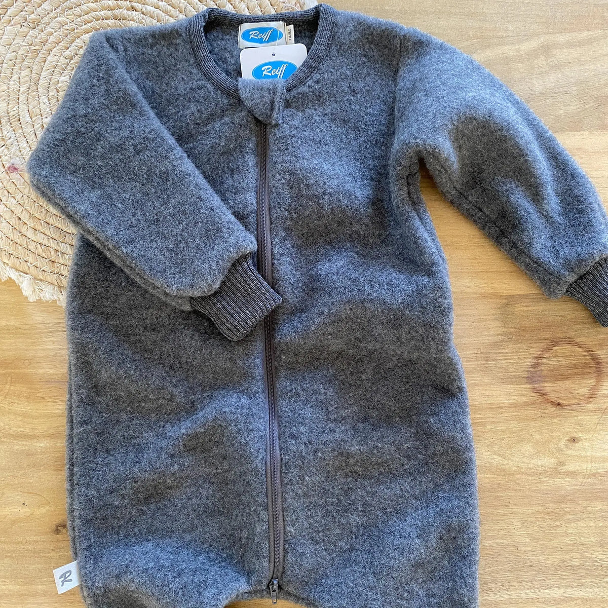 Combinaison de nuit bébé en polaire de laine bio Reiff - Gris Rock