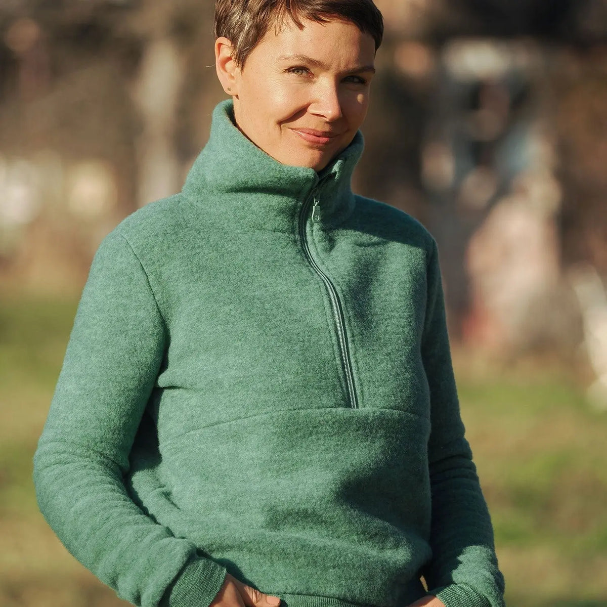 Sweat femme en polaire de laine mérinos bio Reiff