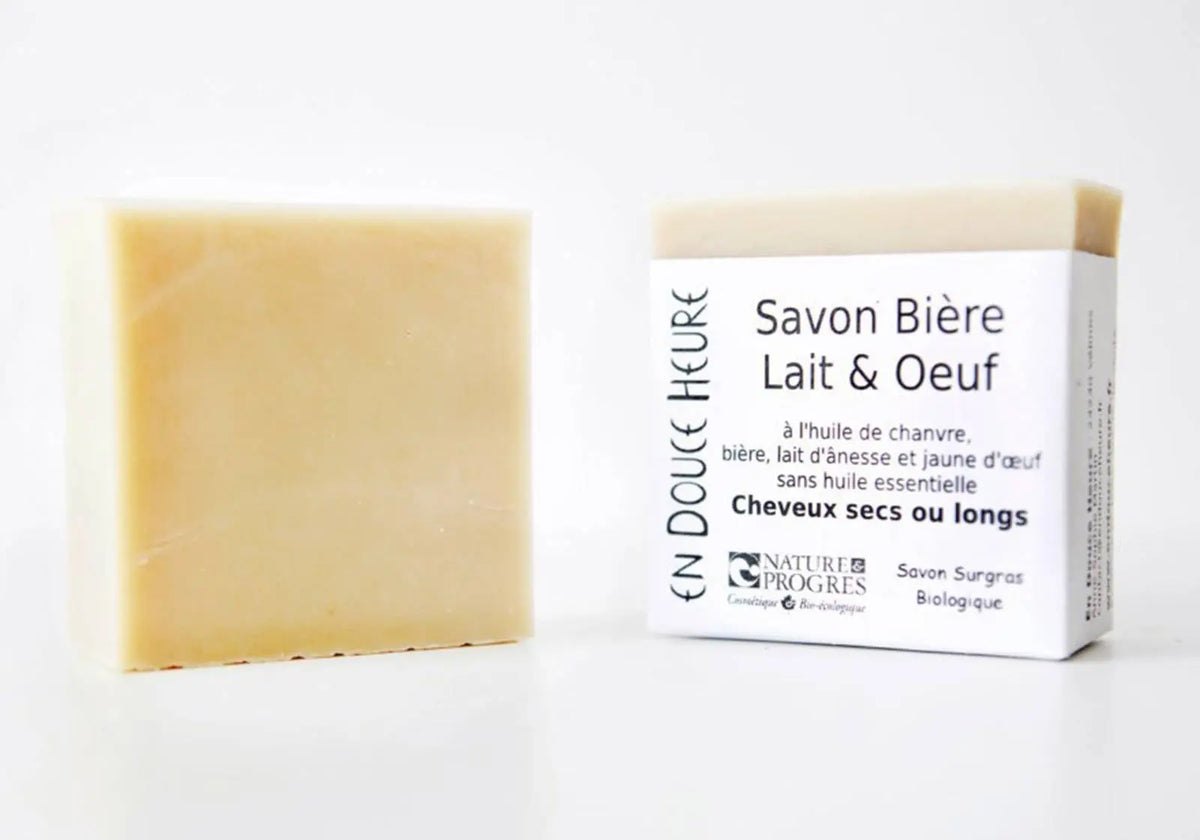 Savon Corps & cheveux Bière, Lait & Oeuf En Douce Heure