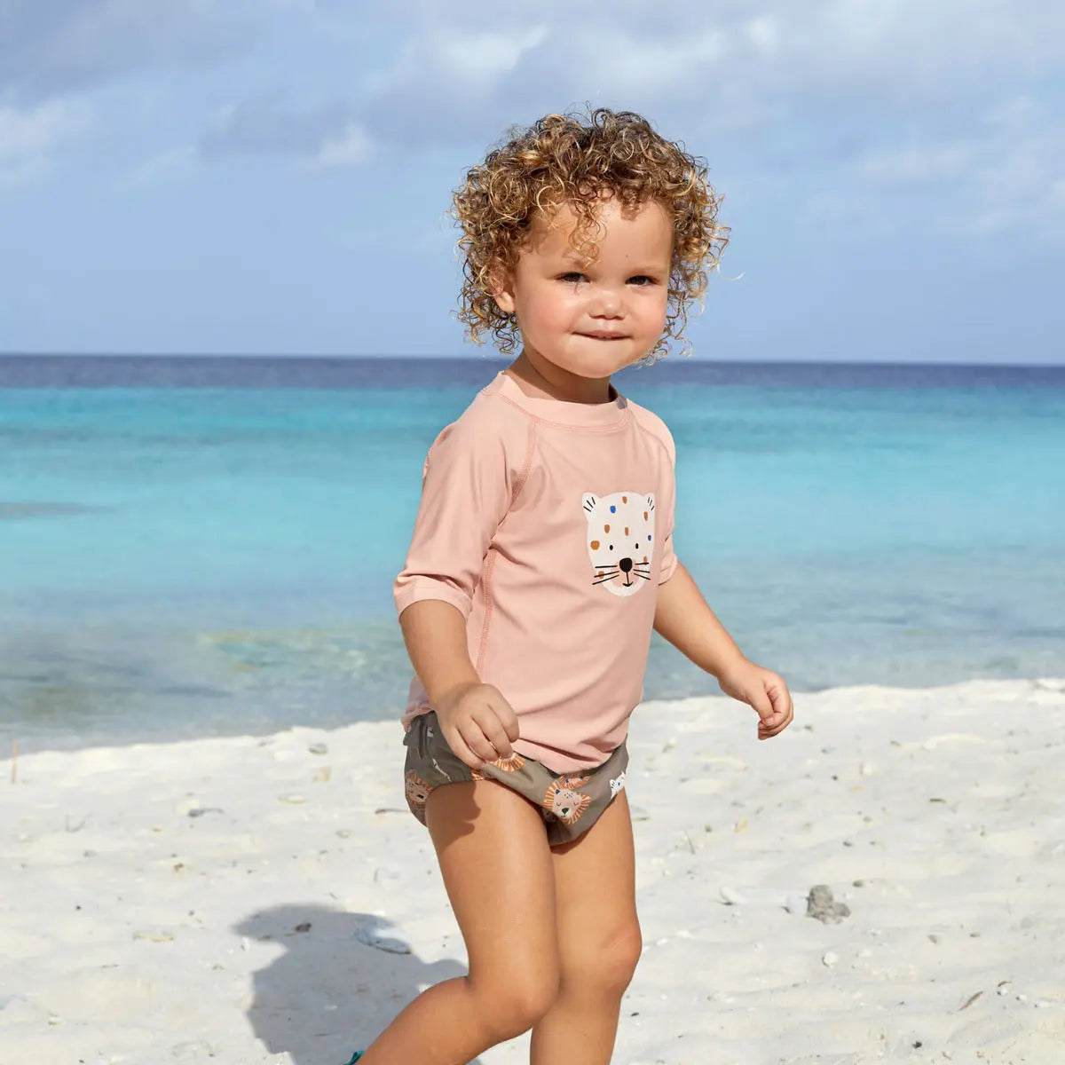 T-shirt anti-UV manches courtes Lässig - Léopard pink - Lilinappy