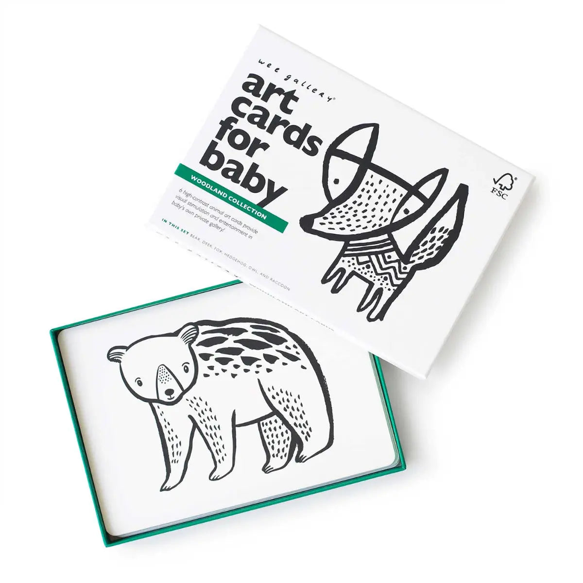 Cartes pour bébé en noir & blanc Wee Gallery Woodland