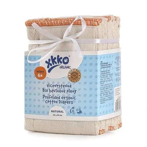 Lot de 6 langes préplié en Coton bio Xkko- Bird Eye Infant - Lilinappy