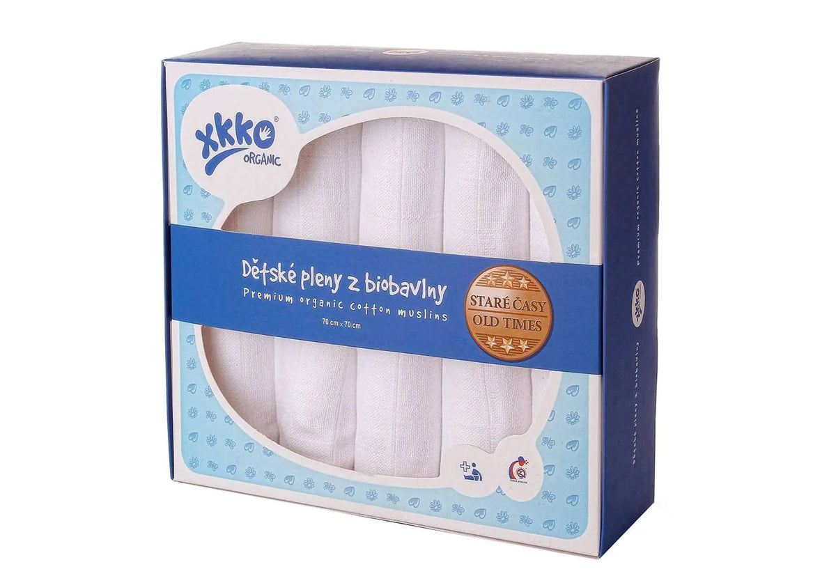 Lot de 5 langes en coton bio blanc XKKO - 70x70cm Xkko