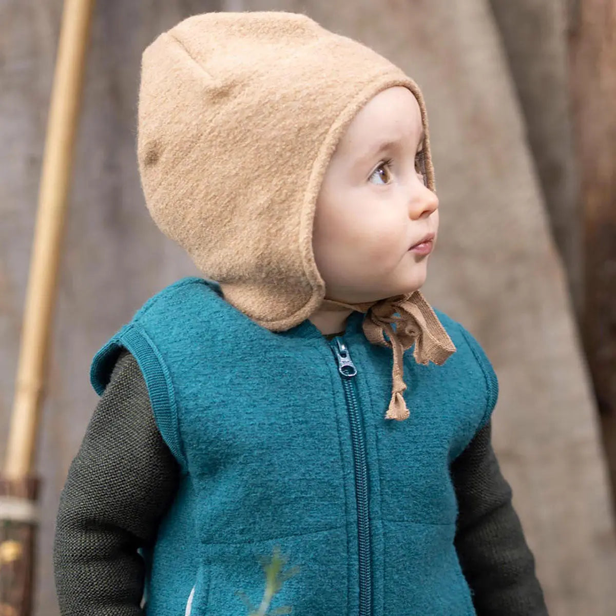 Bonnet enfant en laine bouillie mérinos bio Disana - Indigo - Lilinappy