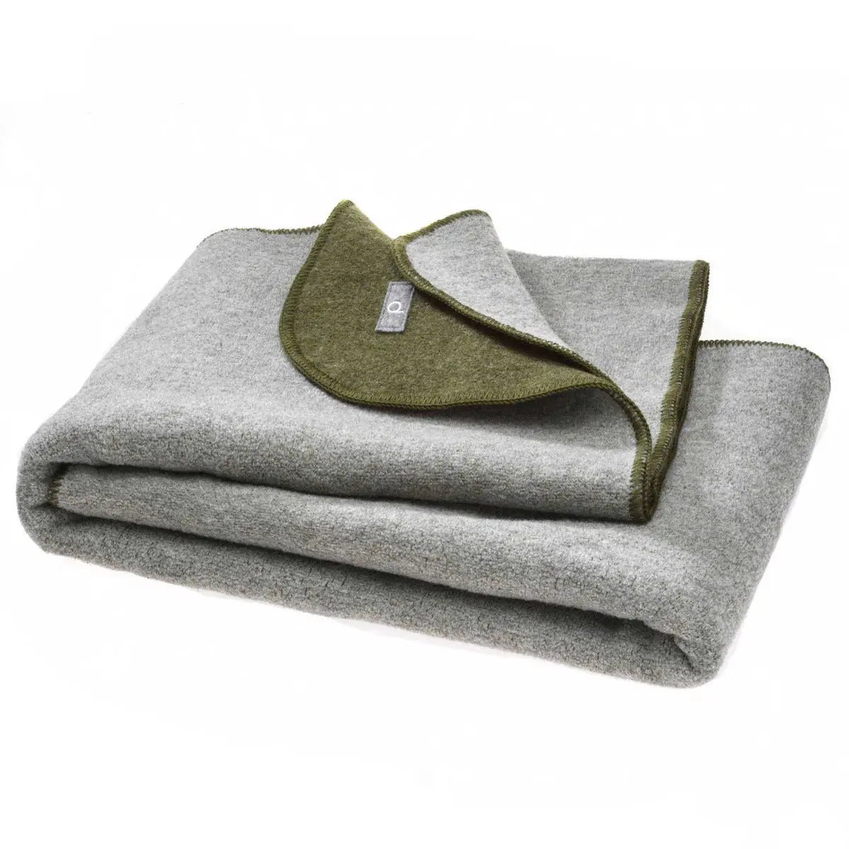Couverture en laine bouillie double face Disana XL - Olive-gris