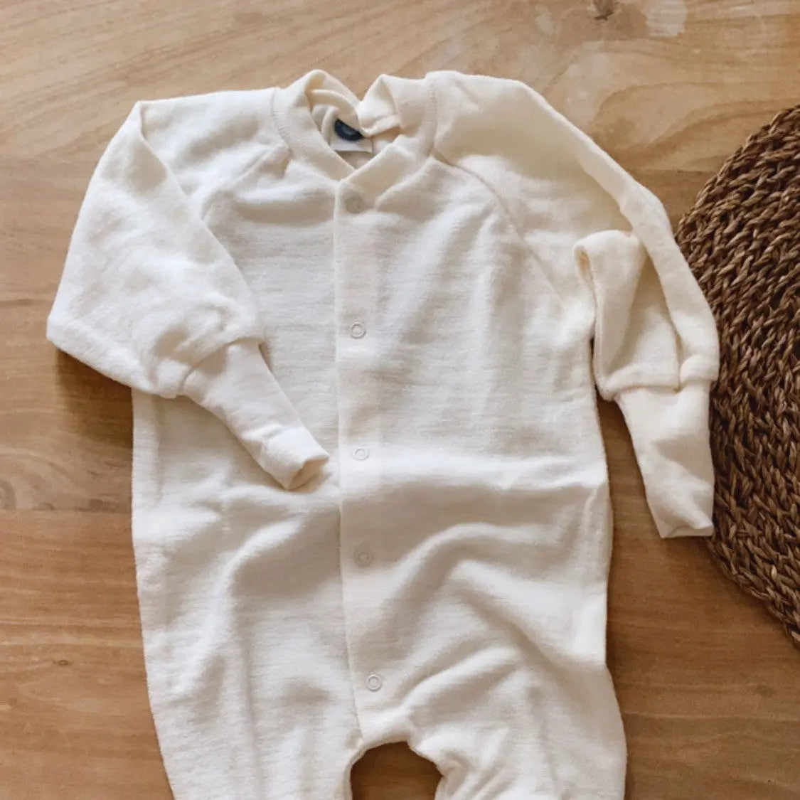 Pyjama sans pieds en éponge de laine Cosilana - Naturel