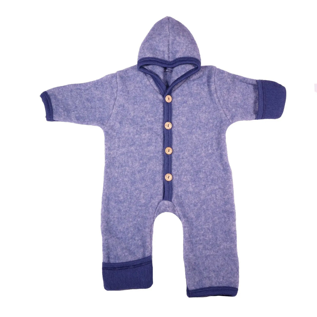 Combinaison bébé en polaire de laine et coton bio Cosilana - Bleu