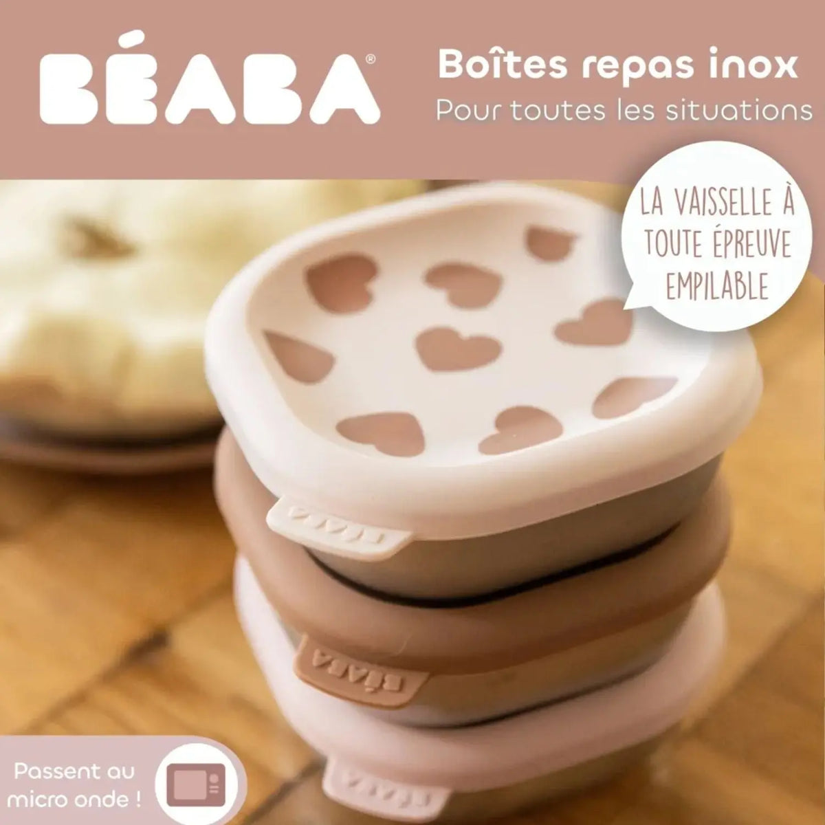 Lot de 3 boîtes repas inox 250ml Béaba - Big Love 