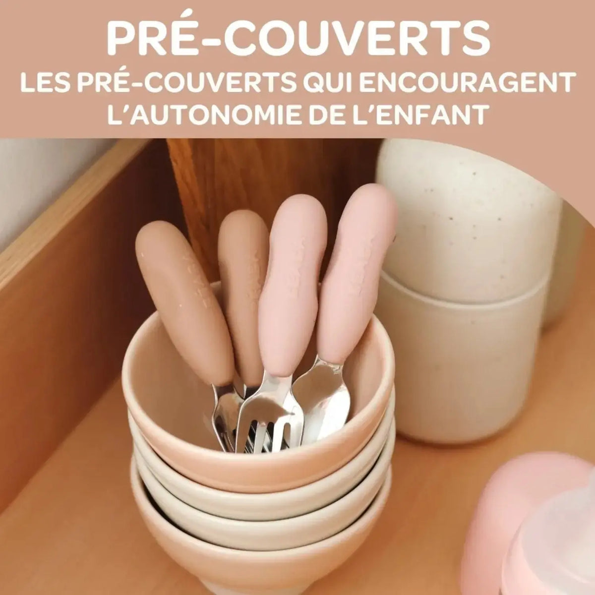 Lot de 2 pré-couverts d’apprentissage inox & silicone Béaba - Barbe à papa - Lilinappy