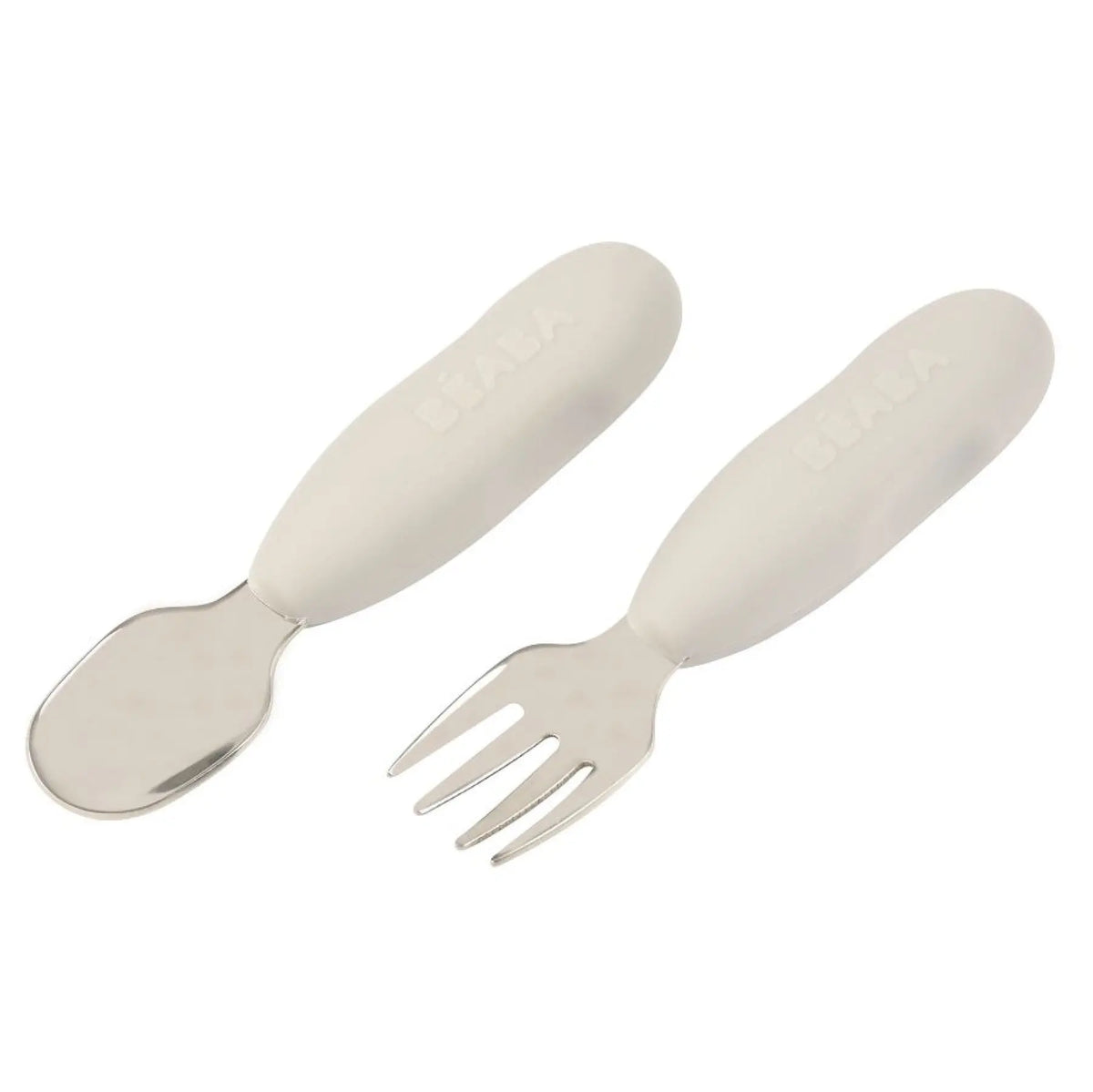 Lot de 2 pré-couverts d’apprentissage inox & silicone Béaba - Velvet grey 