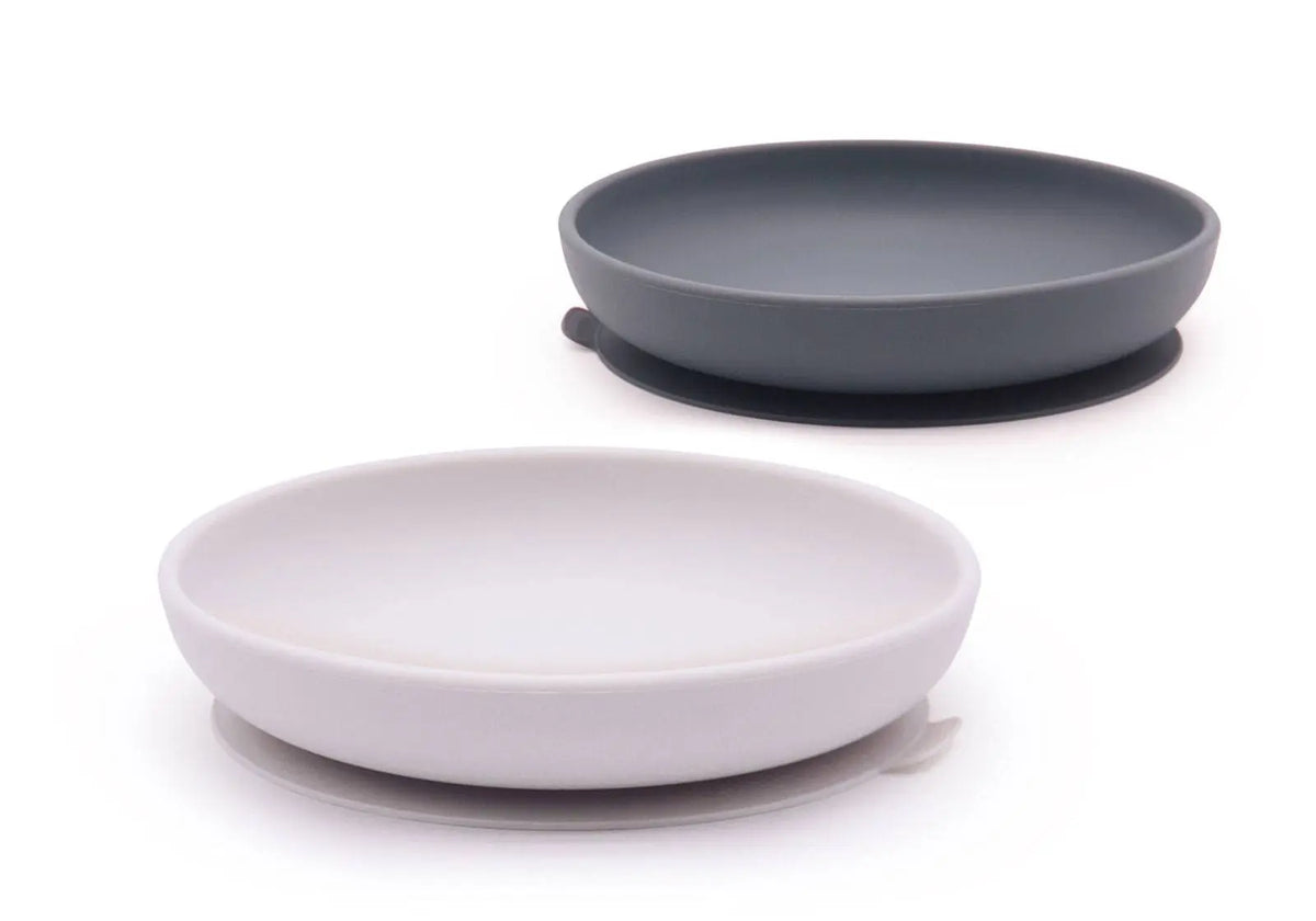 Lot de 2 assiettes à ventouse et bord haut en silicone Storm et Cloud Biobu