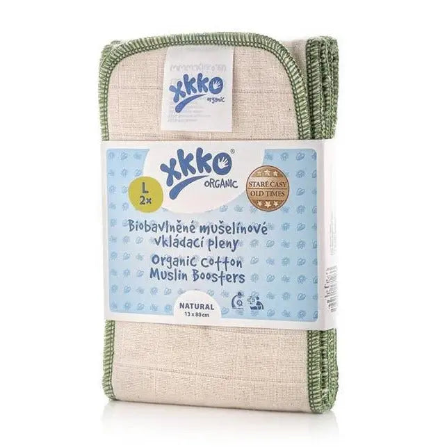 Lot de 2 boosters pour couches lavables en coton bio naturel XKKO, deux tailles disponibles 