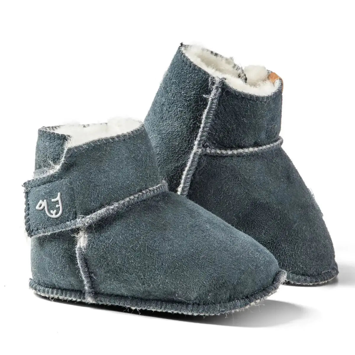Bottines en peau d'agneau à velcro gris