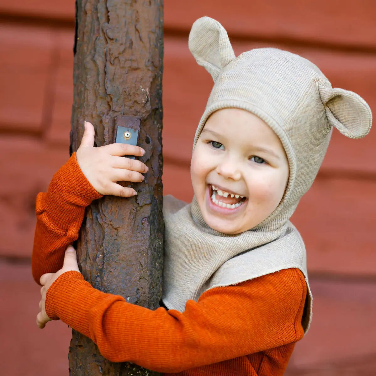 Cagoule en laine mérinos Manymonths Teddy Bear Ears