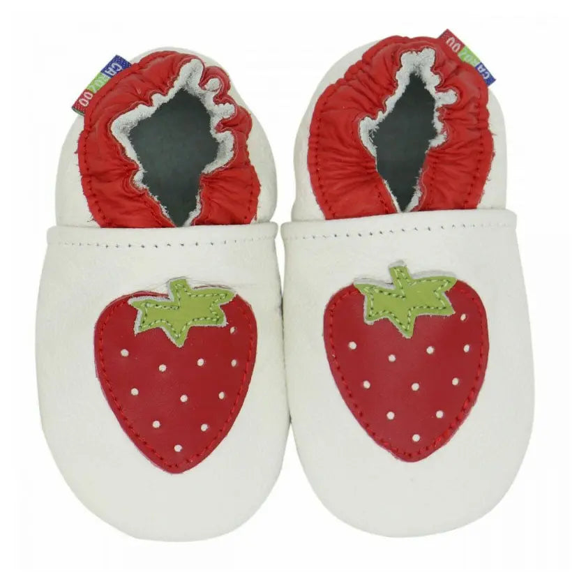 Chaussons cuir souple strawberry Carozoo - Lili Nappy