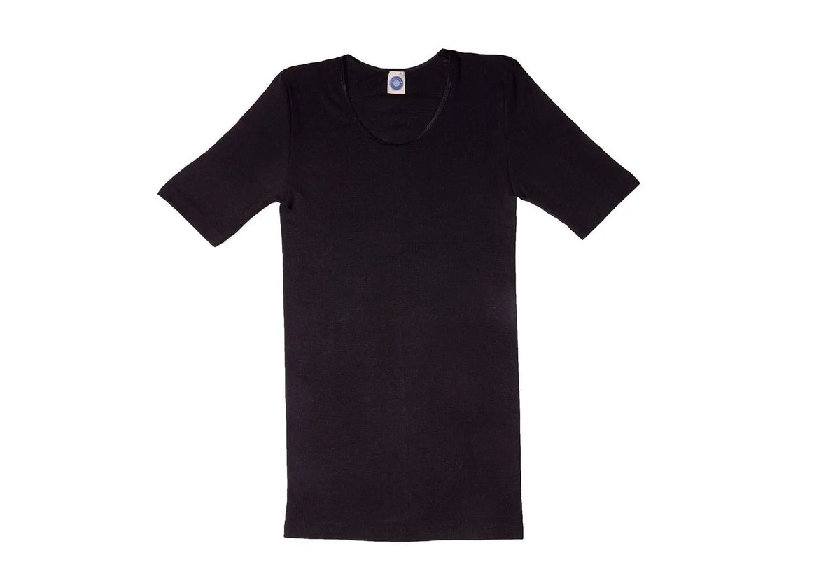 T-shirt à MC pour femme en laine et soie Cosilana - Noir - Lilinappy